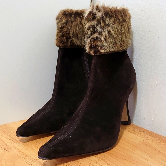LIZA Chocolate Suede Booties - Picture 2 of 10